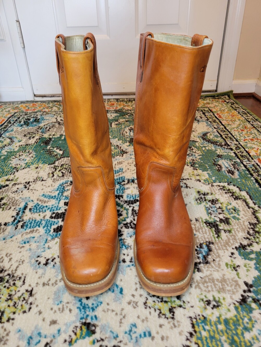 Vintage Dingo Acme 1970-1980s Campus Tan Leather Boots, Size Mens 10 Extra Wide